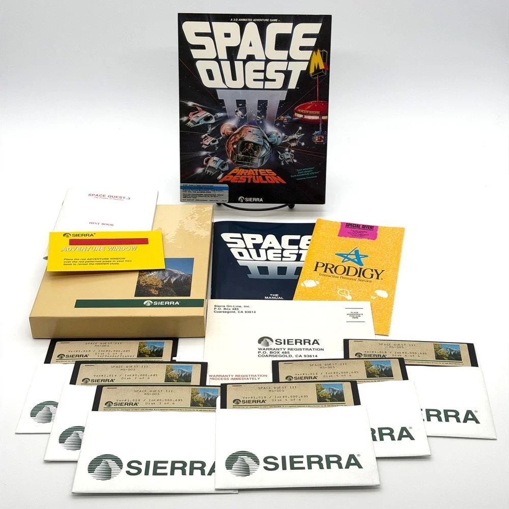 Space Quest III Pirates of Pestulon PC Game 1989 Vintage Big Box 5.25 Disk